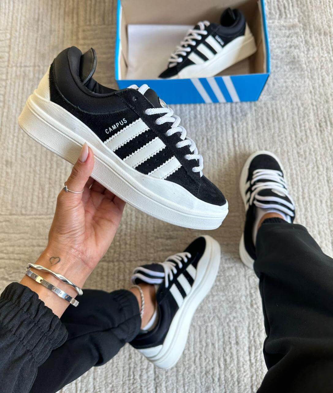 Adidas Campus Bad Bunny - Preto com Branco