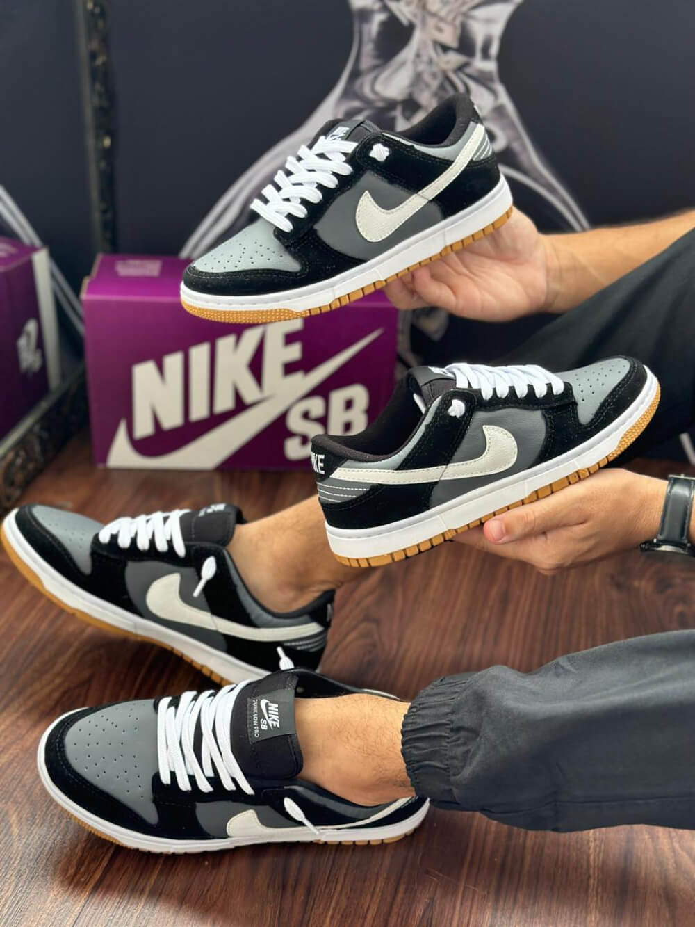 Nike SB Dunk Low - Preto com Cinza